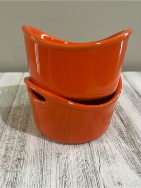 RACHAEL RAY Ramekins Ovenware Bakeware 10 oz dishes w/ handles orange